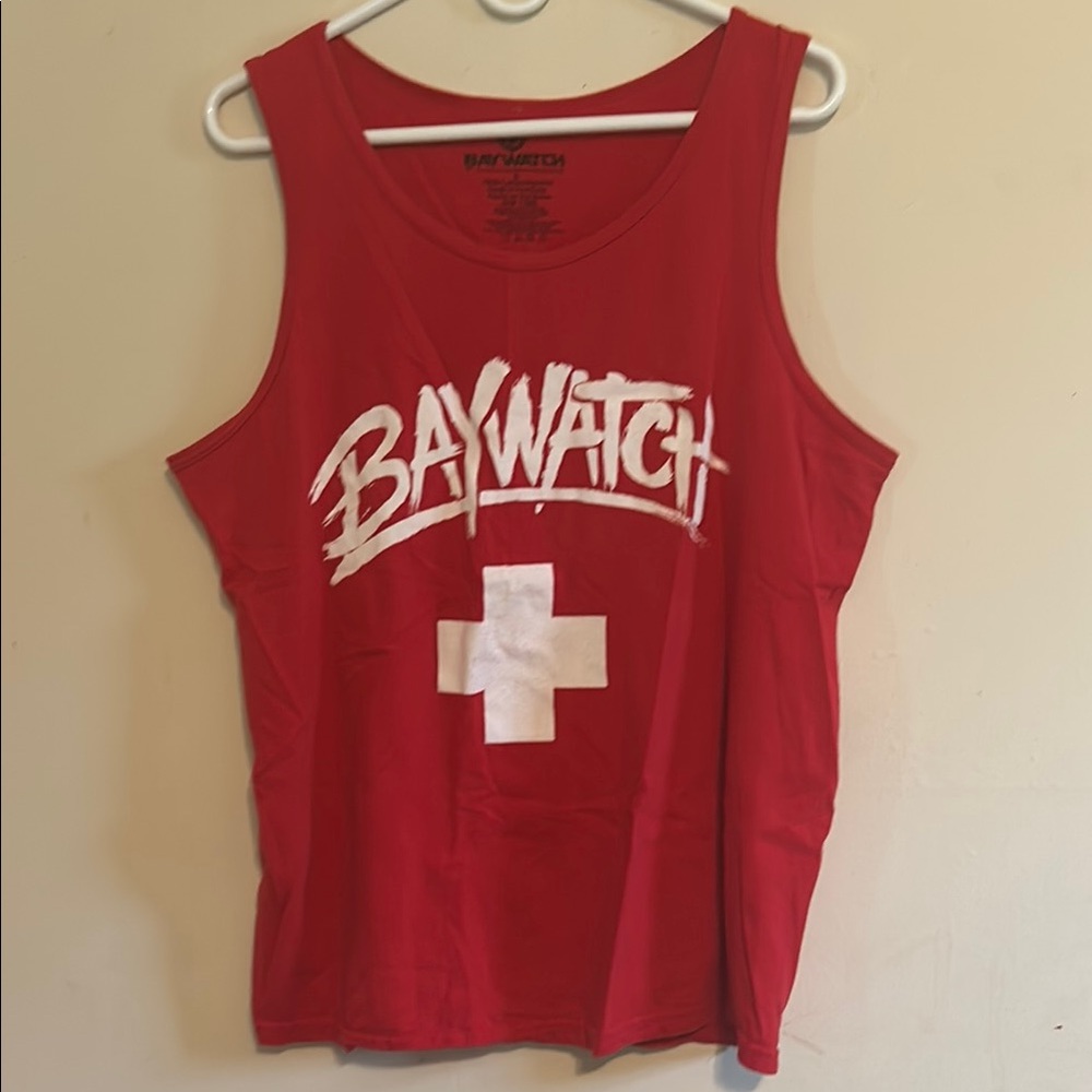 Vibrant Red Sleeveless Muscle Tee BayWatch!